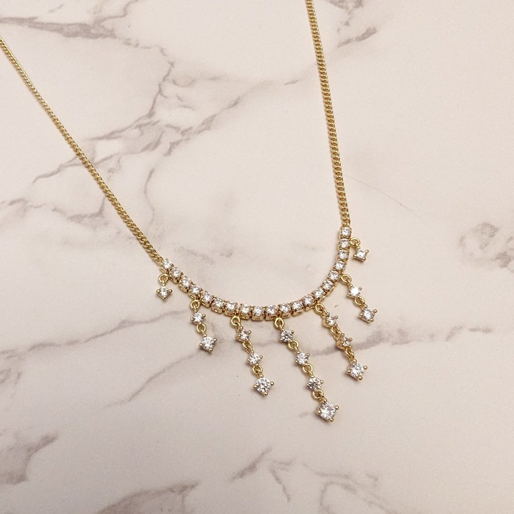 Anthropologie Crystal Drip Chain Necklace - Picture 4 of 8